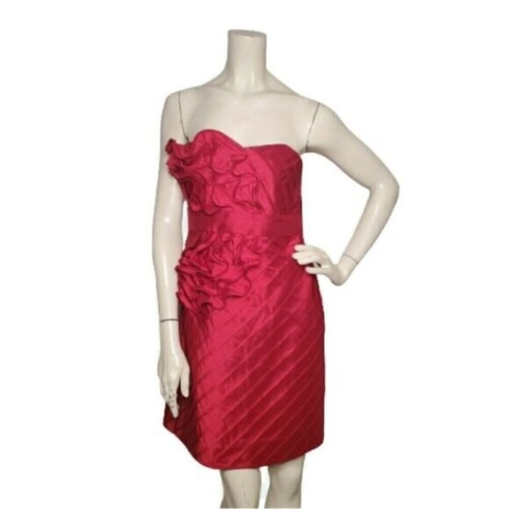 PHOEBE COUTURE Strapless Silk Mini Dress Red Sz 6 NWT